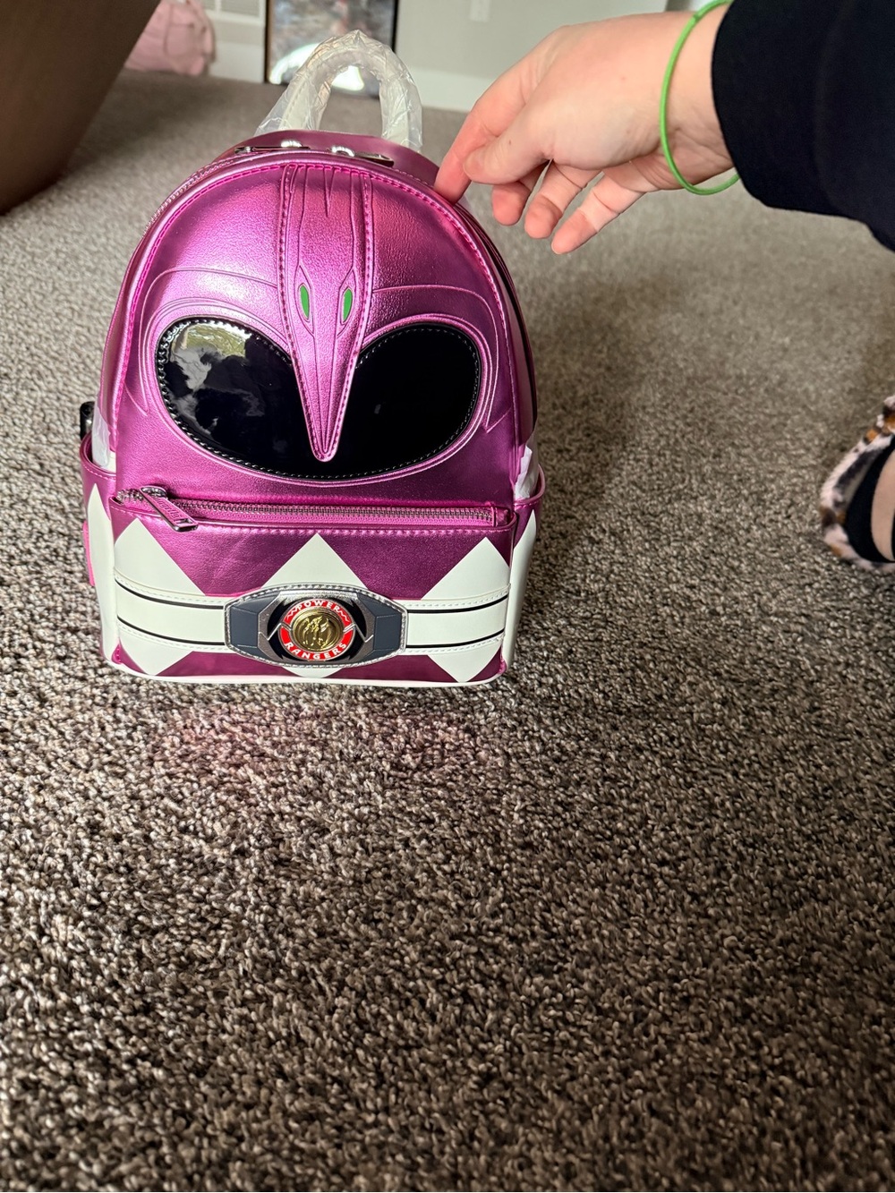 Loungefly Metallic Pink Power Ranger Helmet Mini Backpack